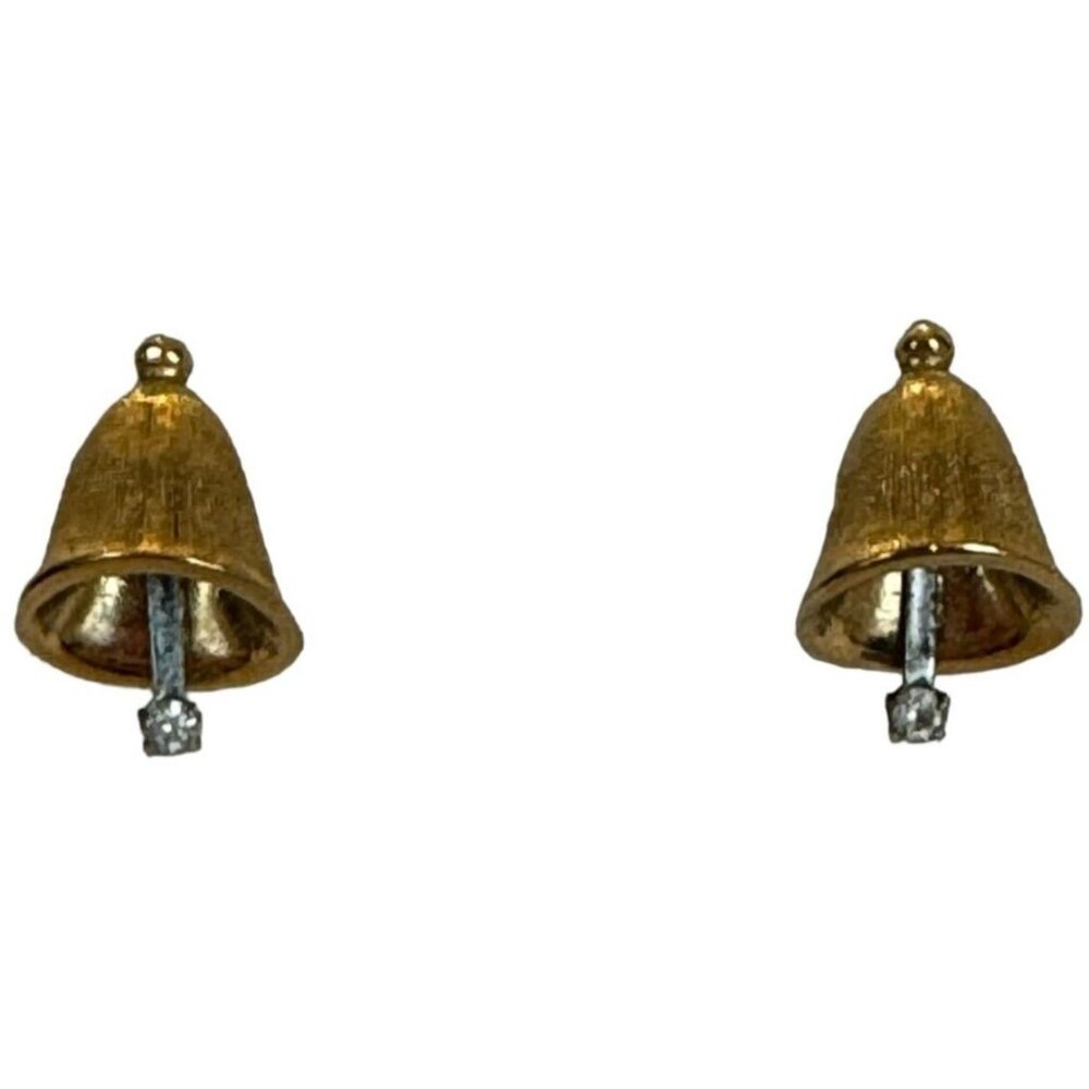 Avon Delicate Bells Earrings Christmas Holidays Gold-Tone Vintage 1978 Small 70s - Picture 1 of 9